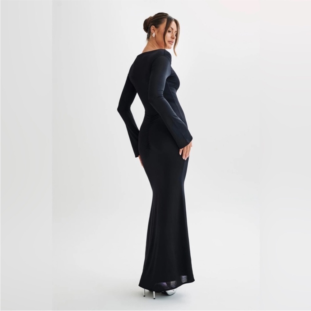 MESHKI - Millicent Long Sleeve Black Bodycon Maxi Dress Size XXS - Picture 2 of 15